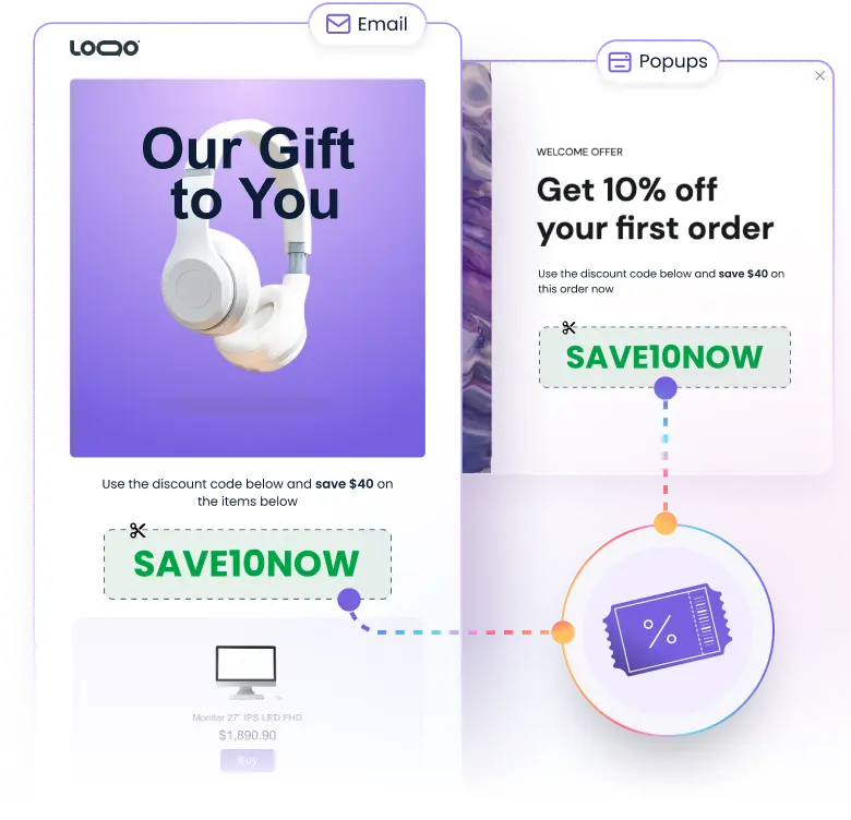 Collega i coupon a popup ed email