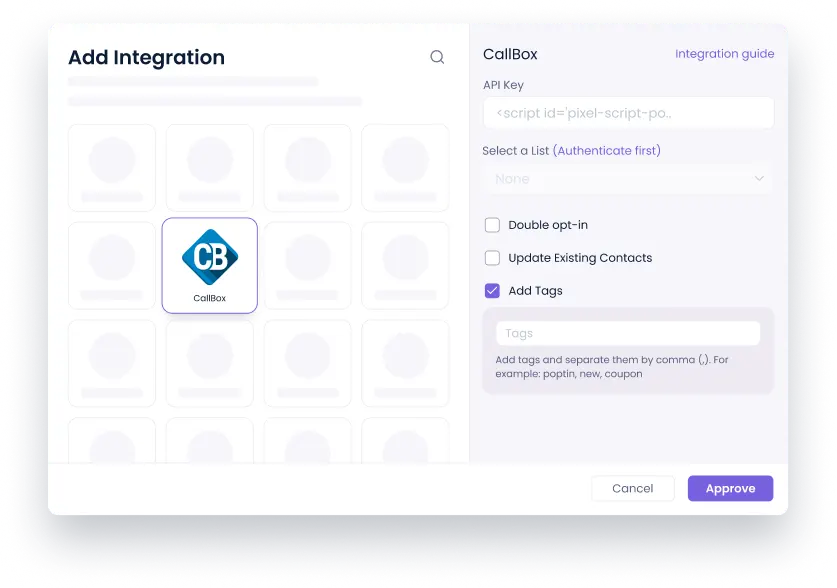 об интеграции с системой Callbox